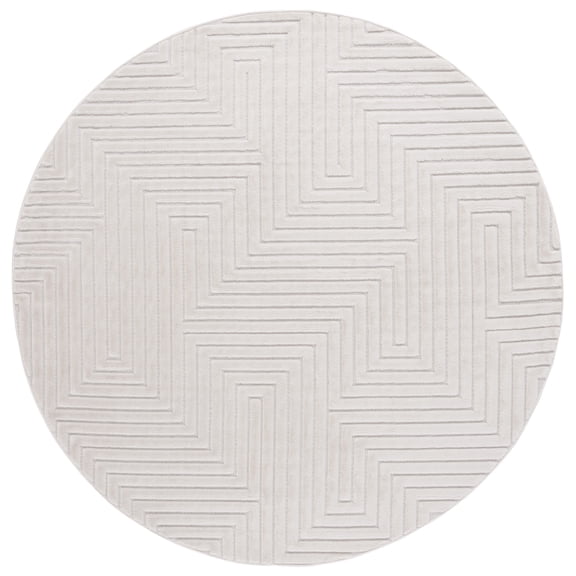 SAFAVIEH Selena Oakley Geometric Maze Area Rug, Ivory, 6'7" x 6'7" Round