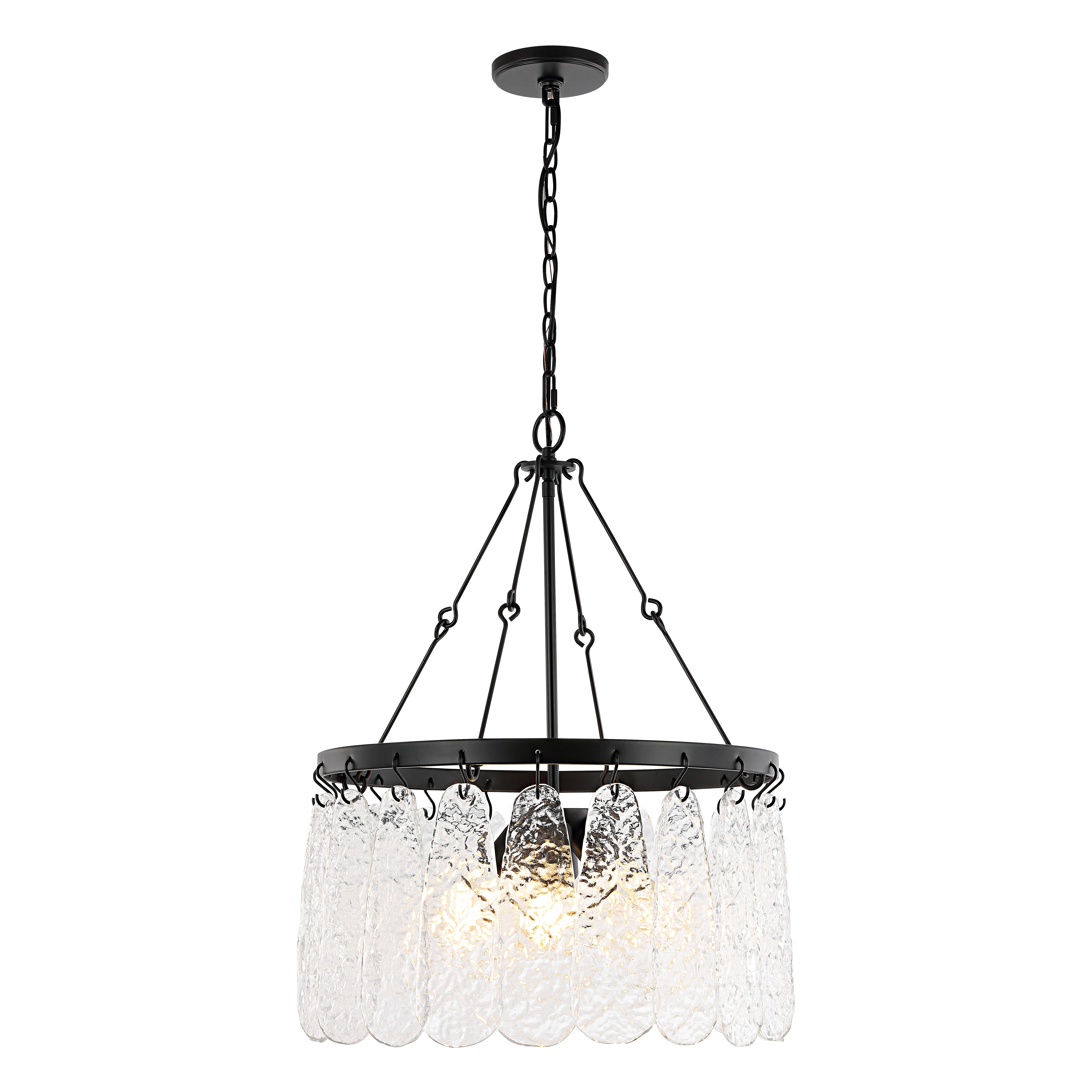 Selene Black Iron and Crystal 4-Light Chandelier