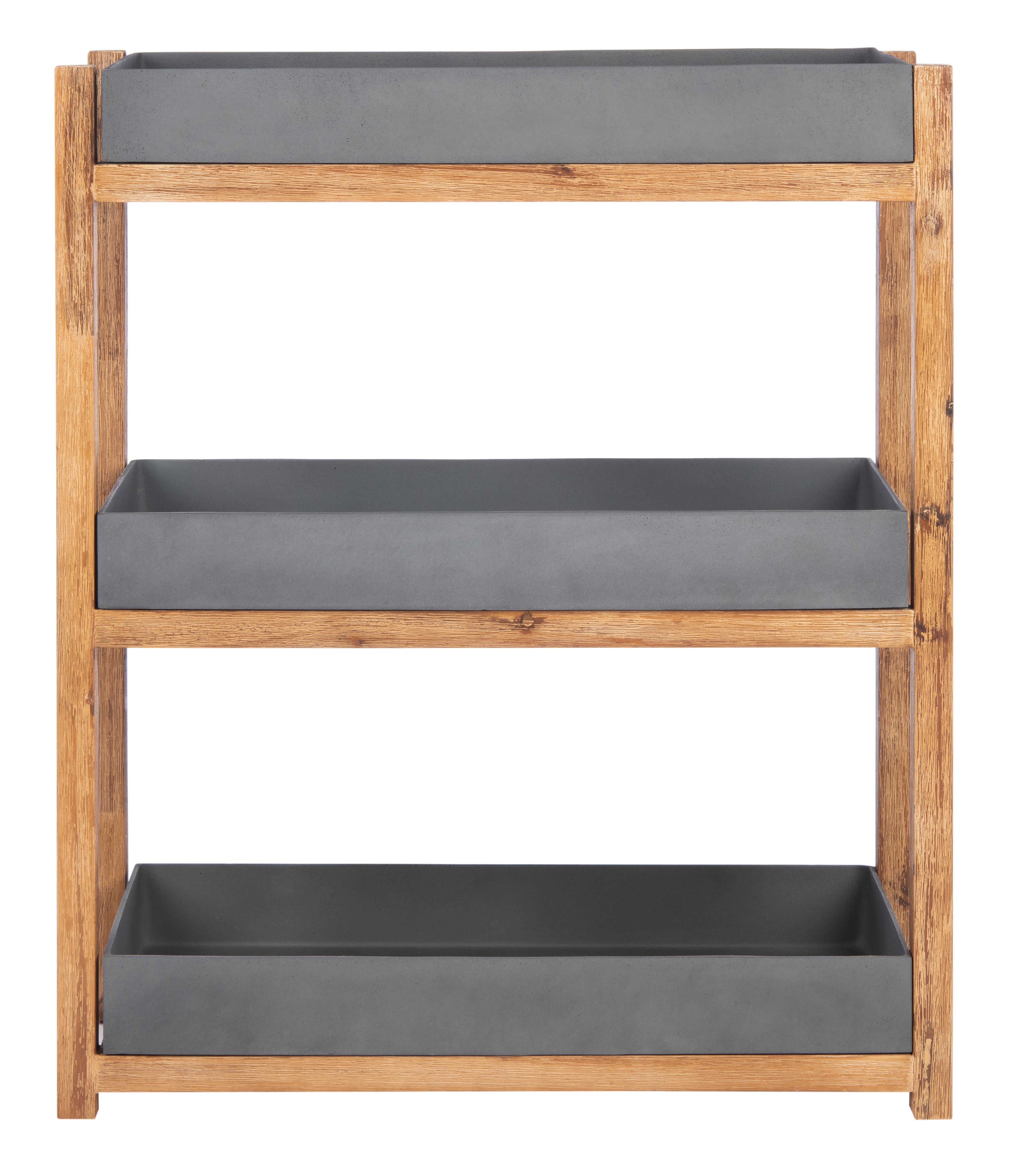 SAFAVIEH Semli Outdoor Patio 3 Tier Shelf, Natural/Grey