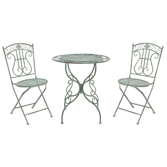 SAFAVIEH Semly 3-Piece Iron Outdoor Bistro Set, Antique Green