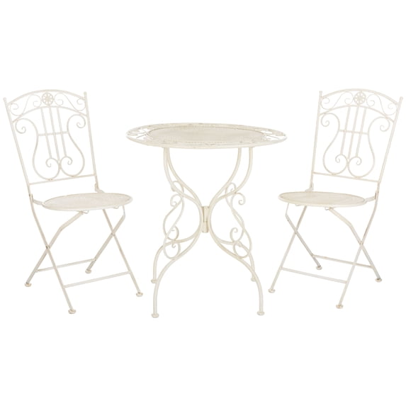 SAFAVIEH Semly Rustic Outdoor Patio 3 Pc Bistro Set, Pearl White