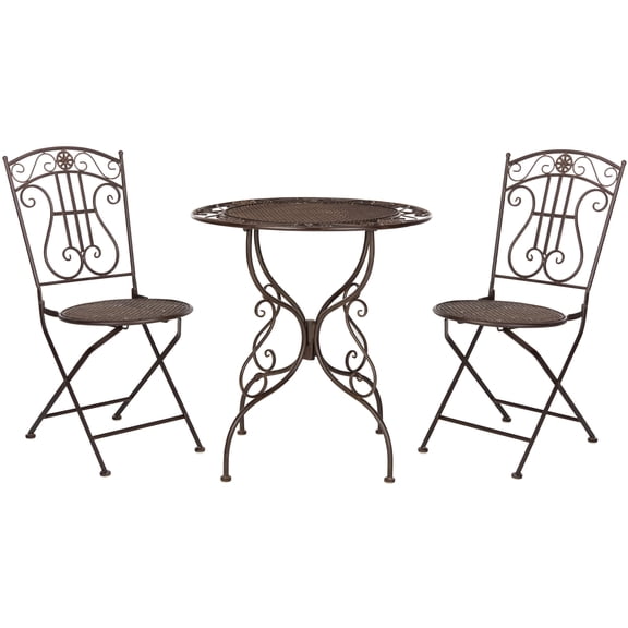 SAFAVIEH Semly Rustic Outdoor Patio 3 Pc Bistro Set, Unearthed Rust