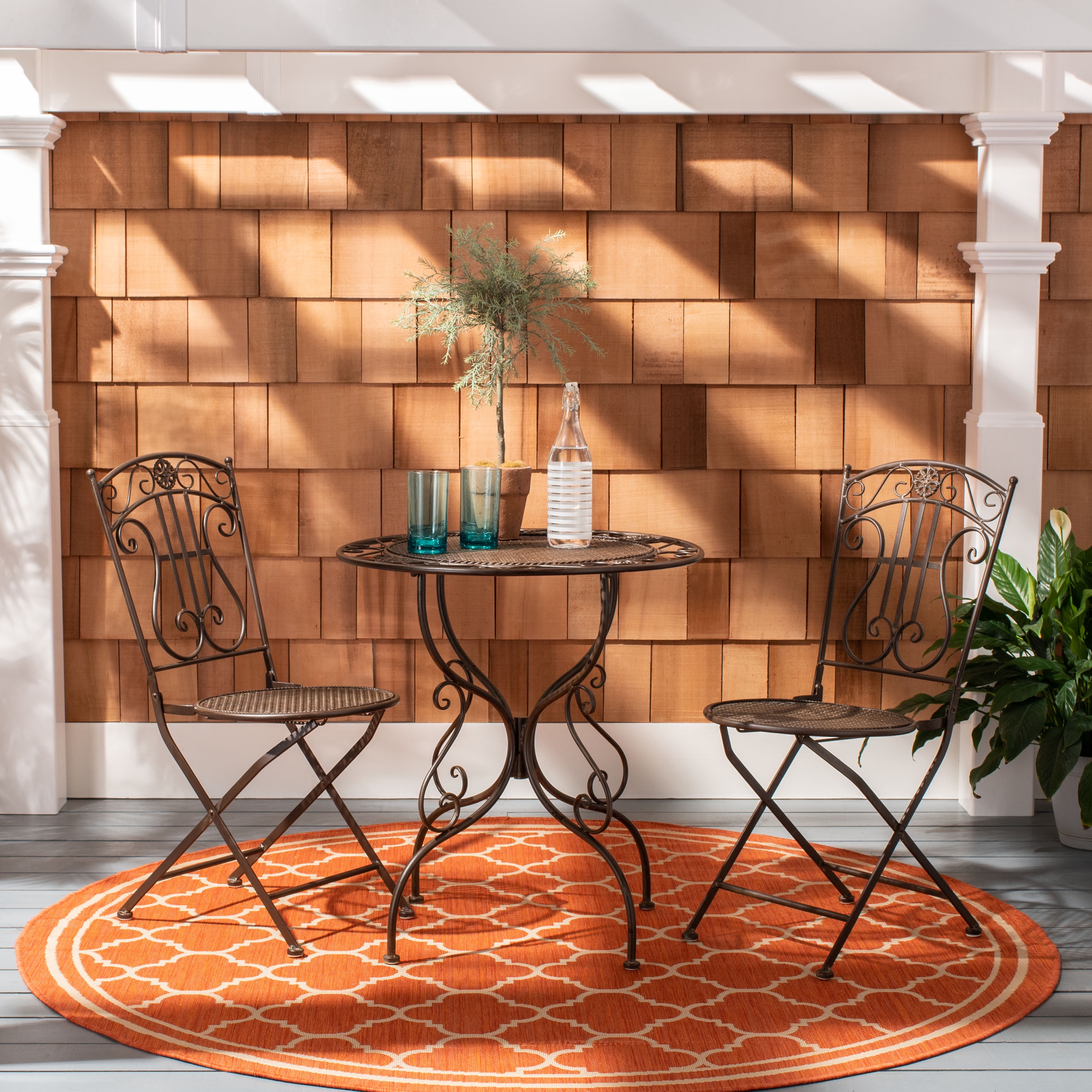 Semly Unearthed Rust 3-Piece Iron Outdoor Bistro Set