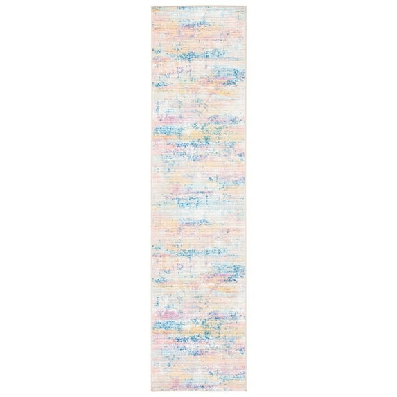 SAFAVIEH Sequoia Adelaide Abstract Machine Washable Runner, 2'2" x 9', Blue/Gold