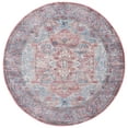 thumbnail image 1 of SAFAVIEH Serapi Adelaide Oriental Machine Washable Area Rug, Blue/Rust, 6'7" x 6'7" Round, 1 of 8