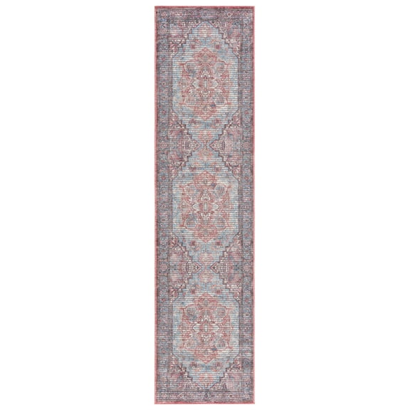 SAFAVIEH Serapi Adelaide Oriental Machine Washable Runner Rug, Blue/Rust, 2' x 8'