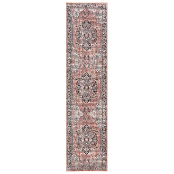 SAFAVIEH Serapi Adelaide Oriental Machine Washable Runner Rug, Rust/Navy, 2' x 8'
