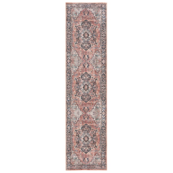 SAFAVIEH Serapi Adelaide Oriental Machine Washable Runner Rug, Rust/Navy, 2' x 8'