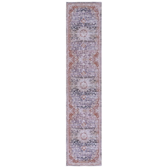 SAFAVIEH Serapi Chase Oriental Machine Washable Runner Rug, Grey/Light Grey, 2' x 9'