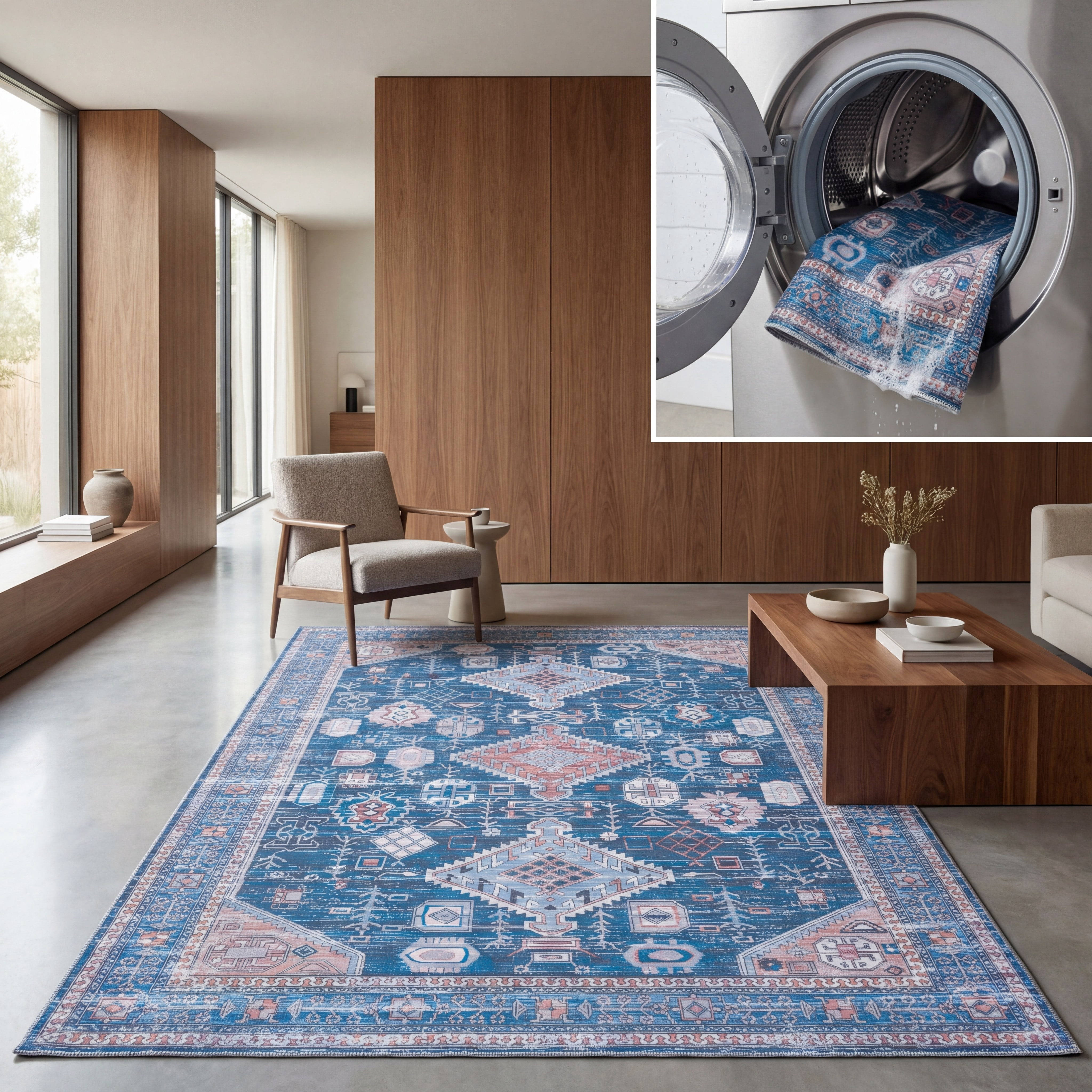 SAFAVIEH Serapi Collection SEP513M Blue / Ivory Rug