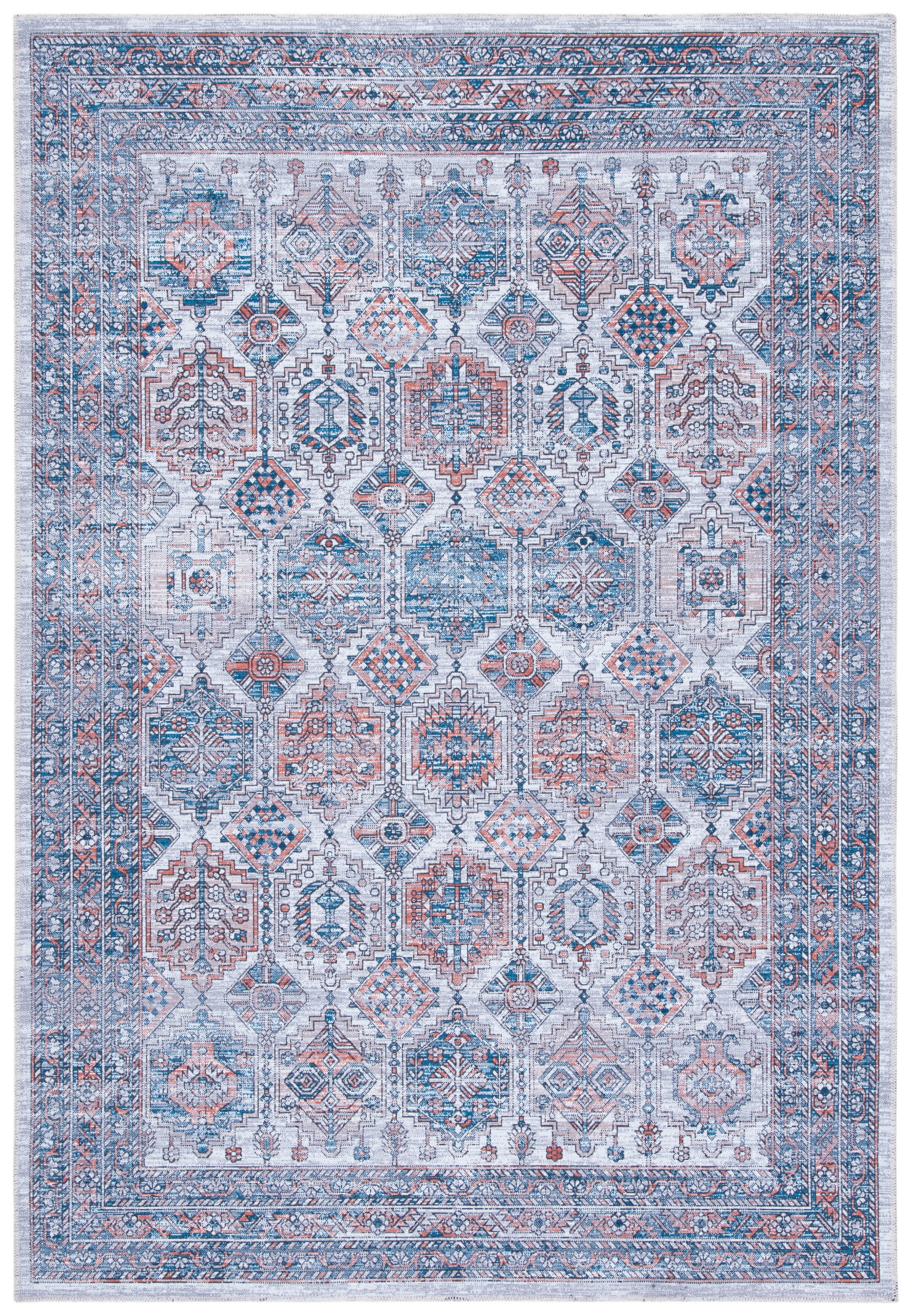 Serapi Ivory and Rust Rectangular Viscose Area Rug, 4' x 6'