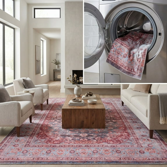 SAFAVIEH Serapi Collection SEP550K Light Blue / Red Rug