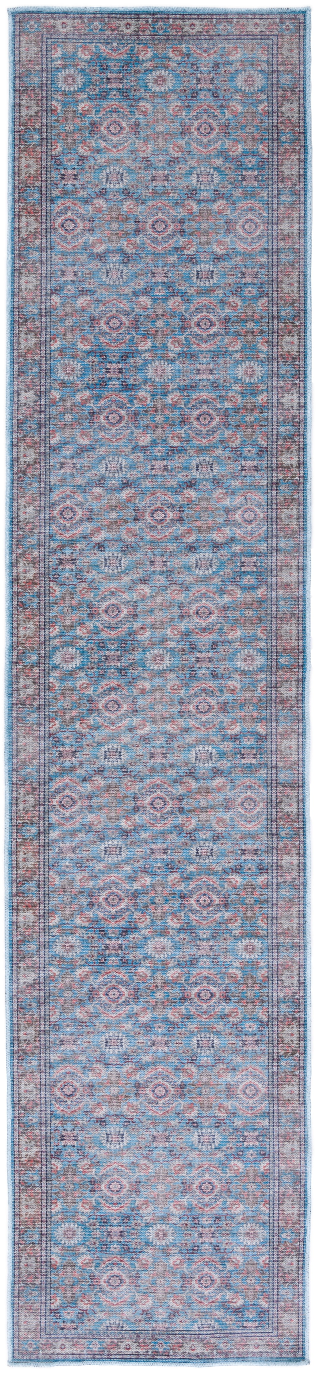 Serapi Blue Cotton Viscose Machine Washable Runner Rug