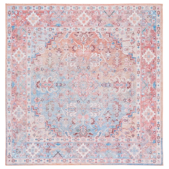 SAFAVIEH Serapi Donald Oriental Machine Washable Area Rug, Rust/Blue, 6'7" x 6'7" Square