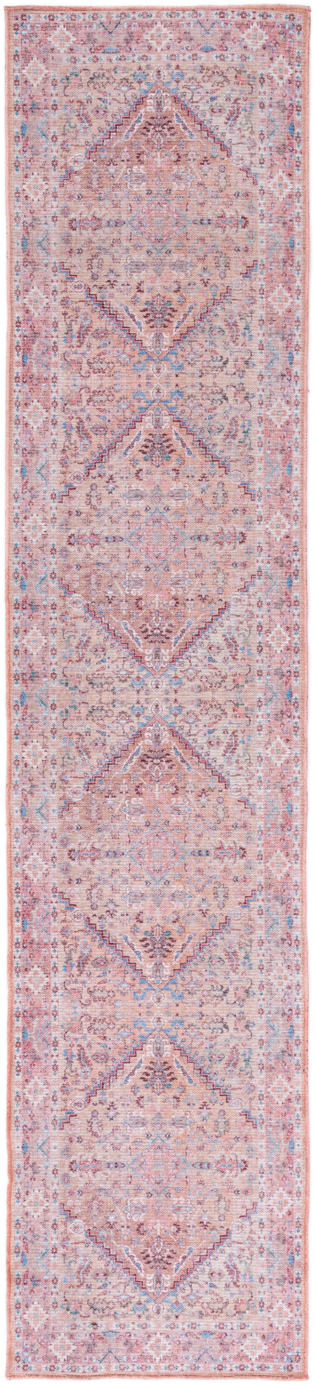 SAFAVIEH Serapi Donald Oriental Machine Washable Runner Rug, Beige/Pink, 2' x 9'
