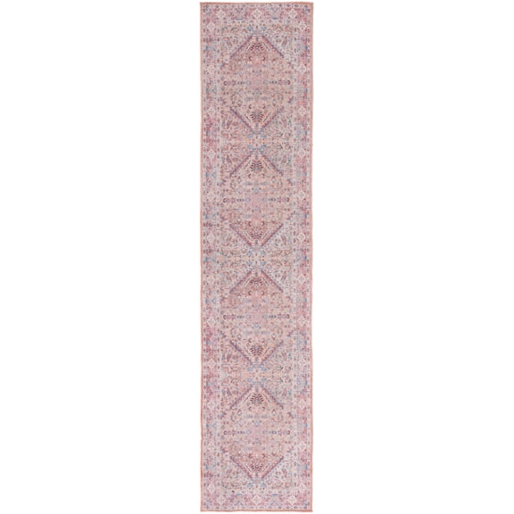 SAFAVIEH Serapi Donald Oriental Machine Washable Runner Rug, Beige/Pink, 2' x 9'