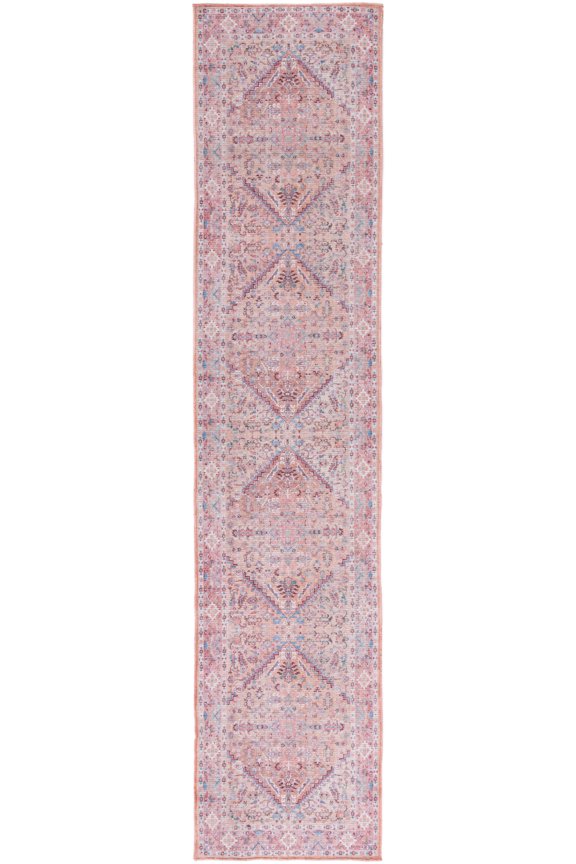 Serapi Donald Oriental Machine Washable Runner Rug, Beige/Pink, 2' x 9'