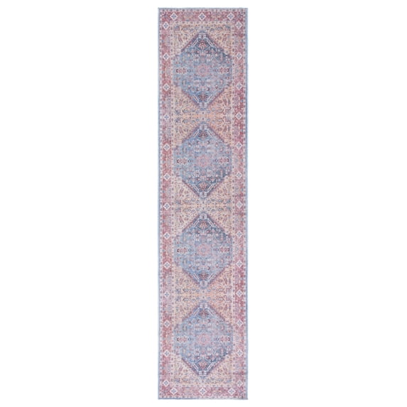 SAFAVIEH Serapi Donald Oriental Machine Washable Runner Rug, Blue/Rust, 2' x 9'