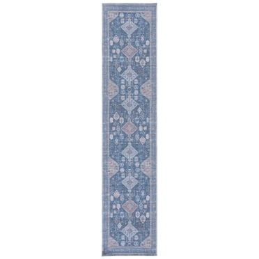SAFAVIEH Serapi Eamon Oriental Machine Washable Runner Rug, Blue/Ivory, 2' x 9'