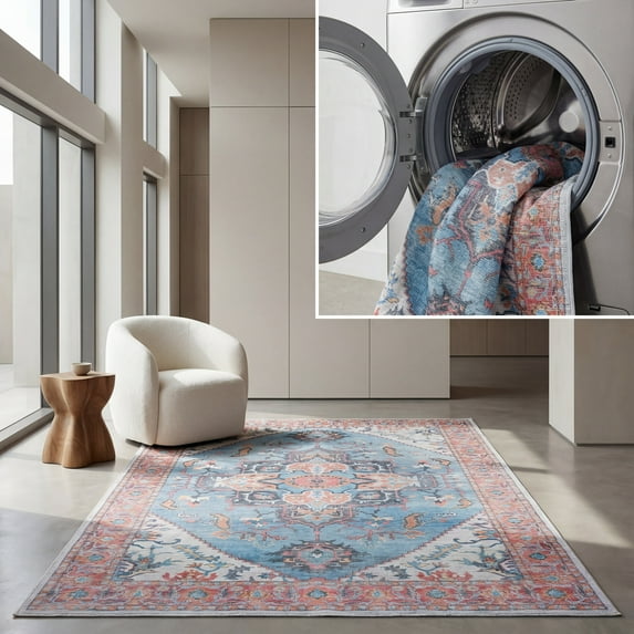 SAFAVIEH Serapi Flora Oriental Area Rug, Blue/Ivory, 5'3" x 7'6"