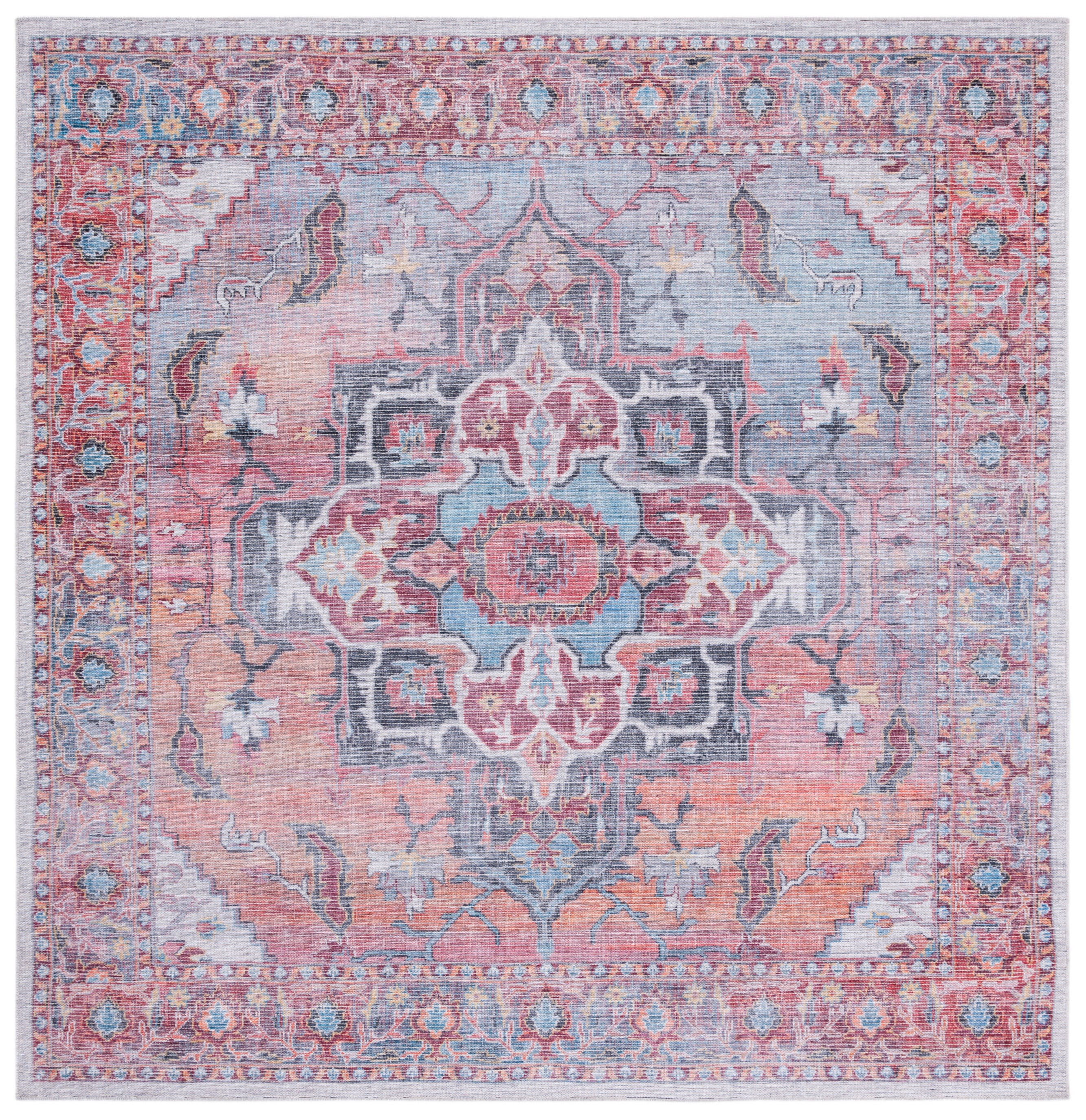Rust and Ivory Square Hand-knotted Oriental Area Rug