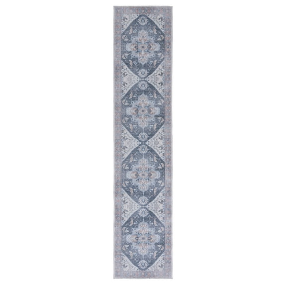 SAFAVIEH Serapi Flora Oriental Machine Washable Runner Rug, Charcoal/Ivory, 2' x 9'