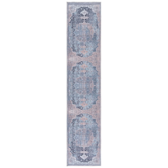 SAFAVIEH Serapi Glenda Oriental Machine Washable Runner Rug, Ivory/Light Blue, 2' x 9'