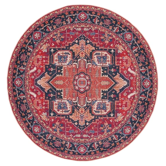 SAFAVIEH Serapi Glenn Oriental Area Rug, Red/Blue, 6'7" x 6'7" Round