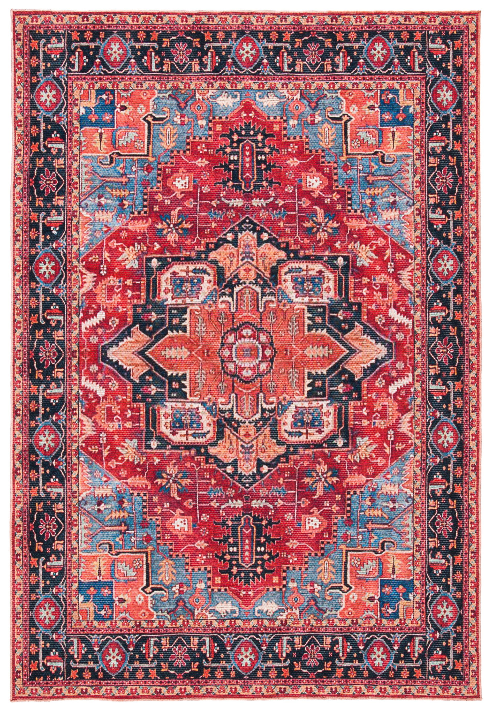 Red and Blue 9' x 12' Washable Viscose Chenille Rug