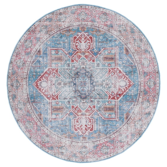 SAFAVIEH Serapi Isaiah Oriental Area Rug, Blue/Rust, 6'7" x 6'7" Round