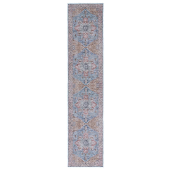 SAFAVIEH Serapi Isaiah Oriental Machine Washable Runner Rug, Blue/Rust, 2' x 9'