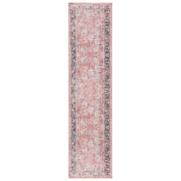 SAFAVIEH Serapi Kim Oriental Machine Washable Runner Rug, Rust/Grey, 2' x 8'