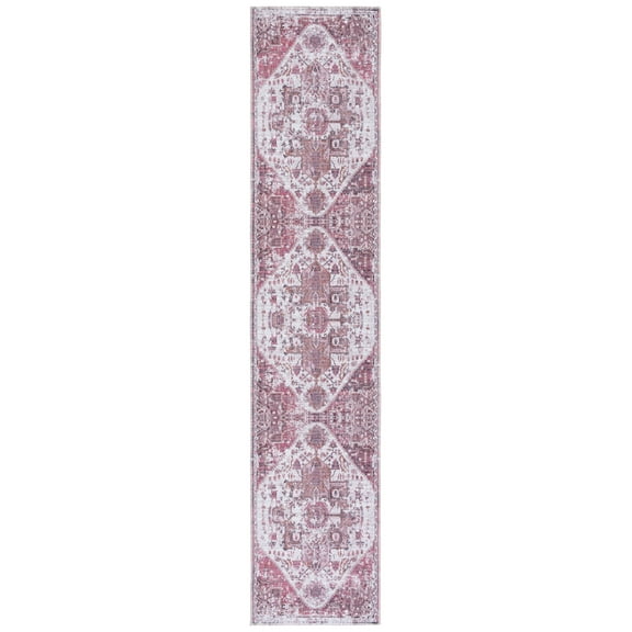 SAFAVIEH Serapi Lance Oriental Machine Washable Runner Rug, Ivory/Rust, 2' x 9'