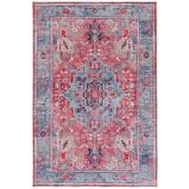 SAFAVIEH Serapi Mia Oriental Machine Washable Area Rug, Light Blue/Red, 8' x 10'