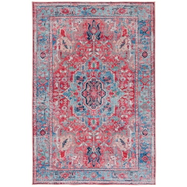 SAFAVIEH Serapi Mia Oriental Machine Washable Area Rug, Light Blue/Red, 8' x 10'