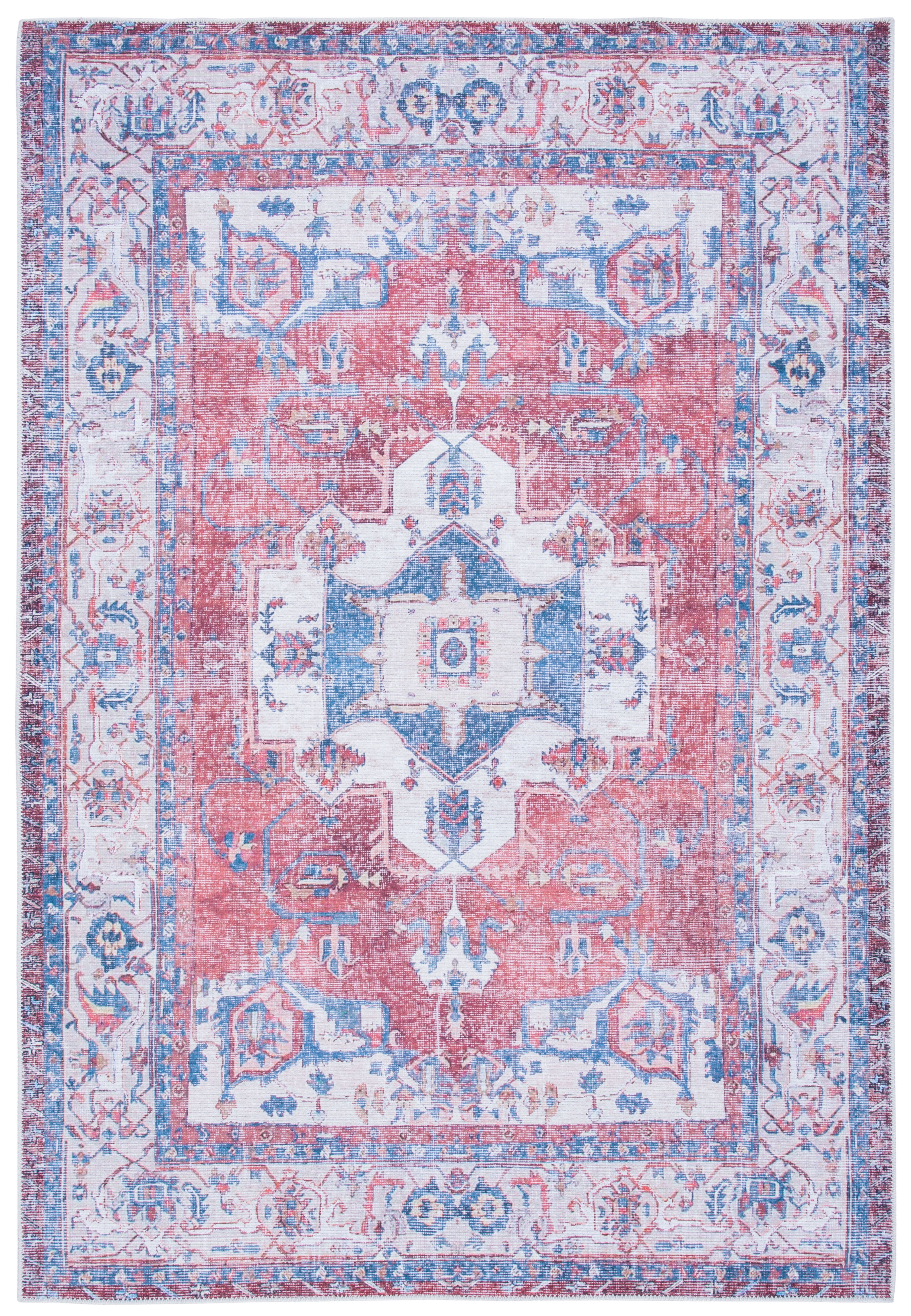 Serapi Red and Ivory Hand-Knotted Washable Viscose Rug