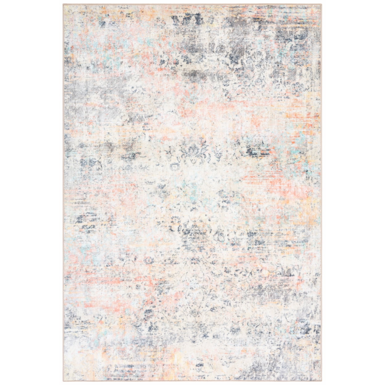 Serapi Pink and Beige Square Washable Oriental Area Rug