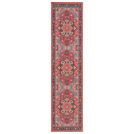 SAFAVIEH Serapi Winslow Oriental Machine Washable Runner Rug, Red/Blue, 2' x 8'