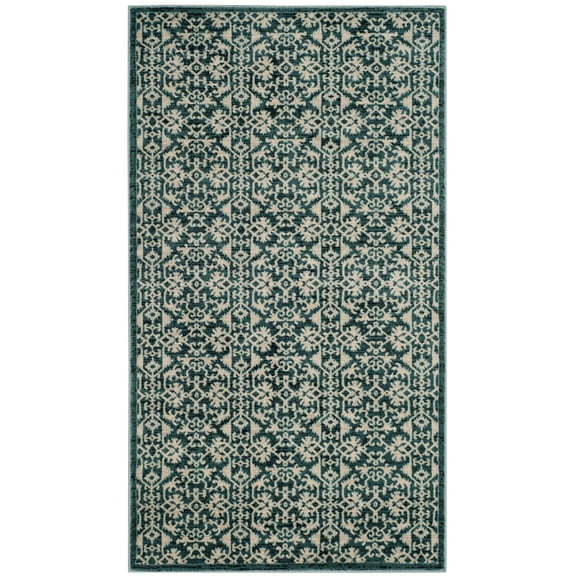 SAFAVIEH Serenity Melyssa Border Area Rug, Turquoise/Cream, 3'3" x 5'3"