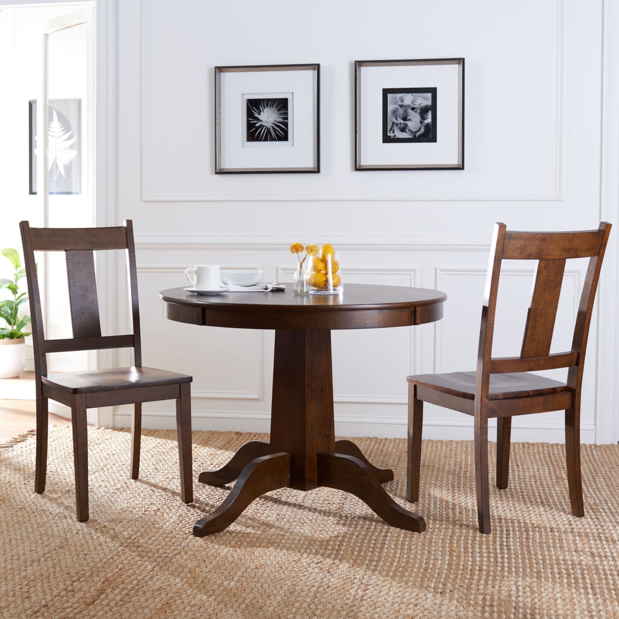 Rustic Café Finish Classic Splat Back Dining Chair Set of 2