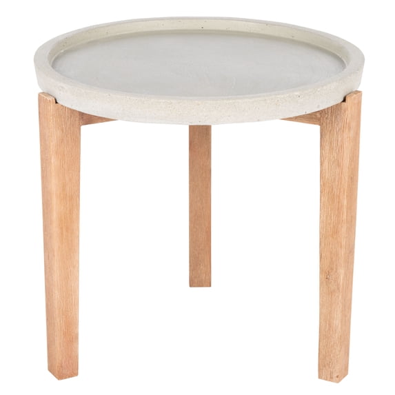 SAFAVIEH Serka Outdoor Patio Side Table, Natural/Light Grey