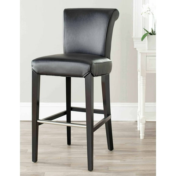 SAFAVIEH Seth Transitional Glam Bar Stool with Footrest, Black