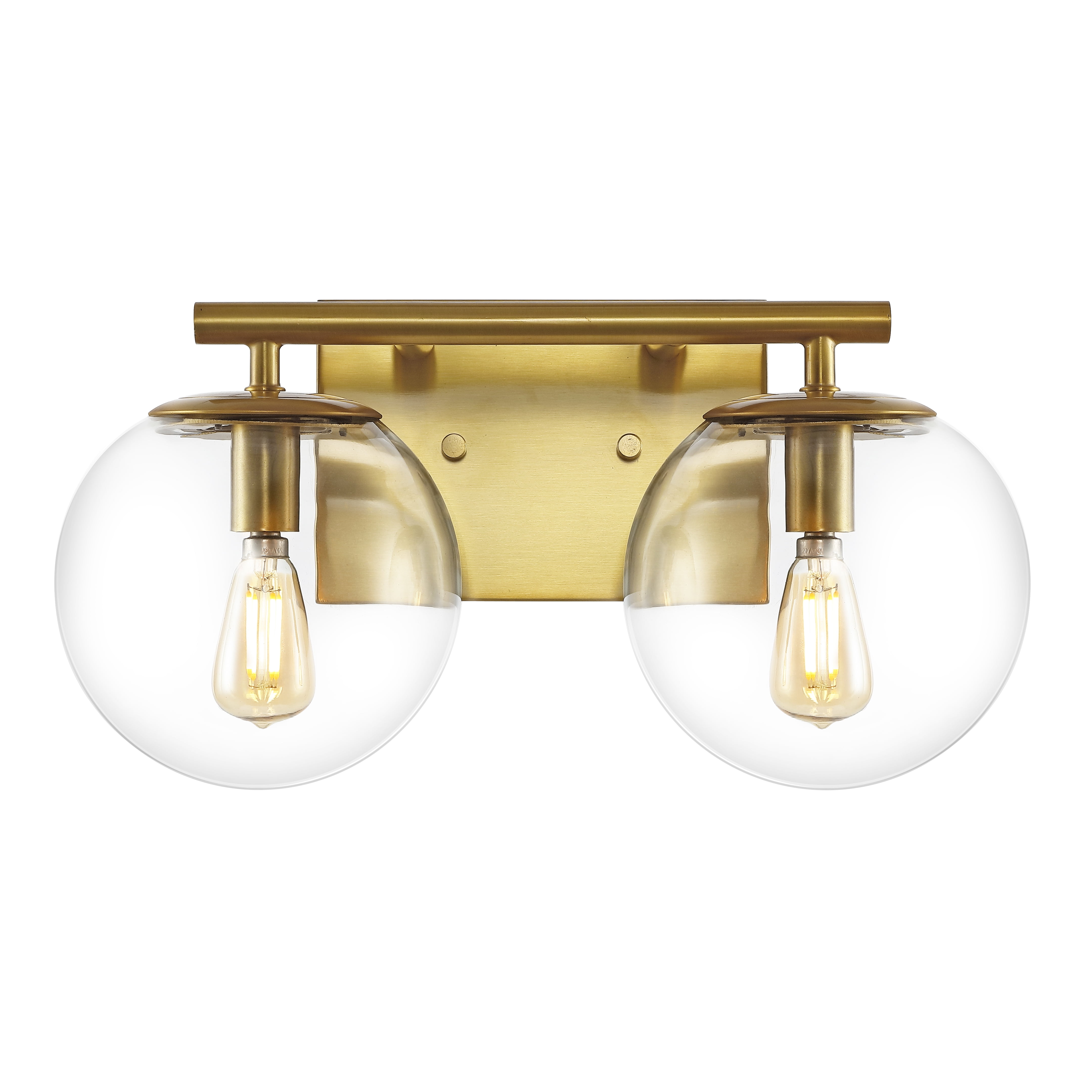 Severa 14" Brass Gold 2-Light Wall Sconce with Clear Shades
