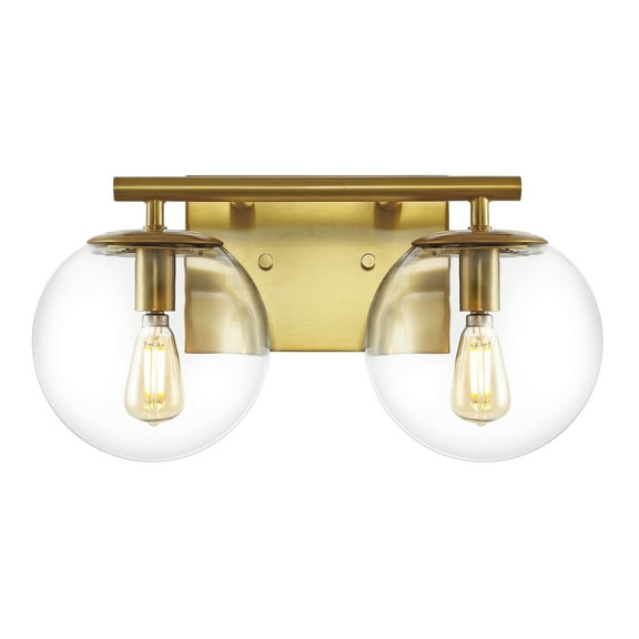 SAFAVIEH Severa 2-Light LED Brass Gold Metal Wall Sconce with Clear Shade