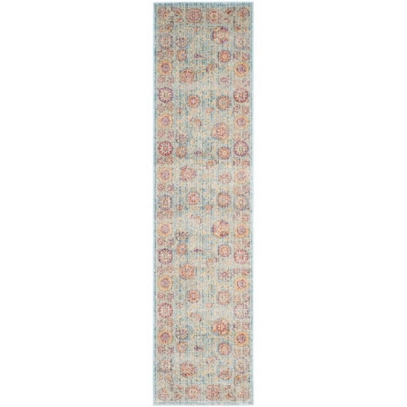 SAFAVIEH Sevilla Aindreas Border Area Rug, Light Blue/Multi, 5'1" x 7'7"