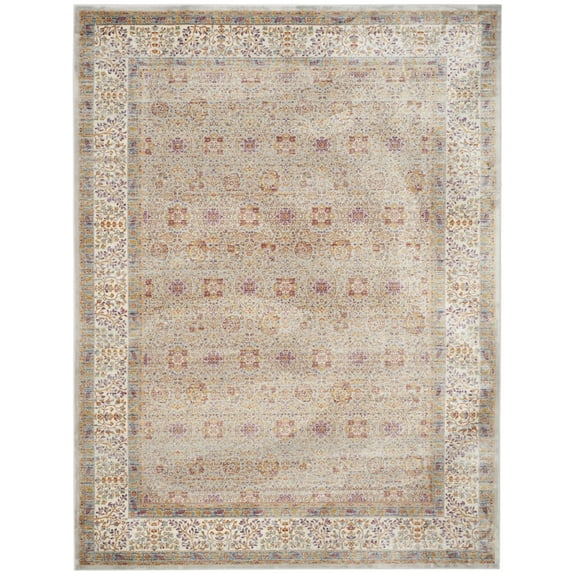 SAFAVIEH Sevilla Bertrand Border Runner Rug, Silver/Ivory, 2'1" x 8'