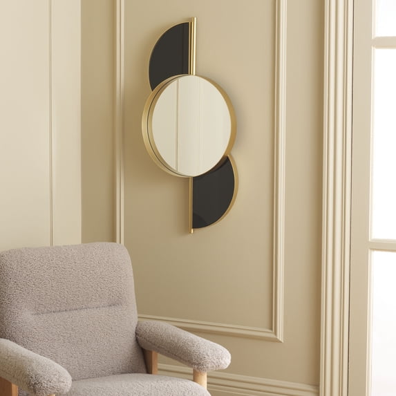 SAFAVIEH Seville 16.5 in. Round Solid Frame Mirror, Gold/Black