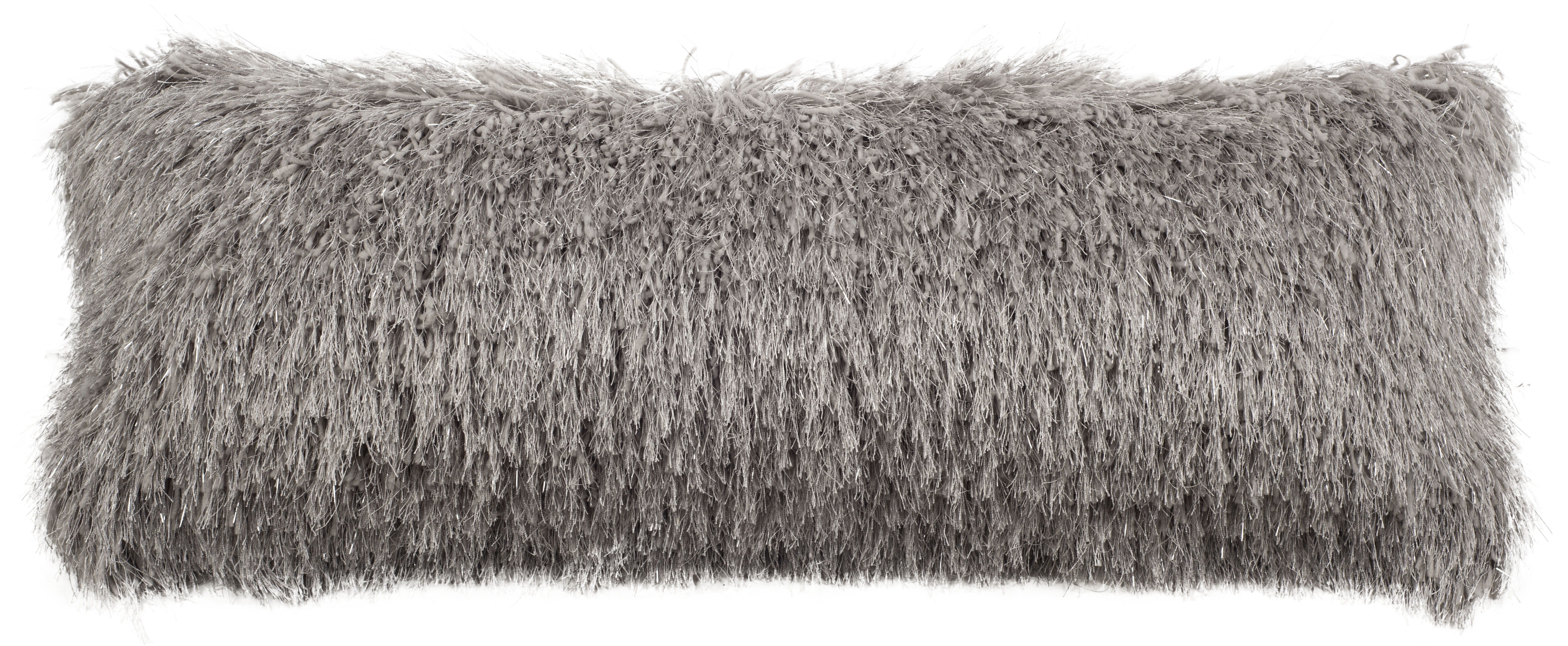 Shag Modish Metallic Silver Rectangular Feather Fill Pillow