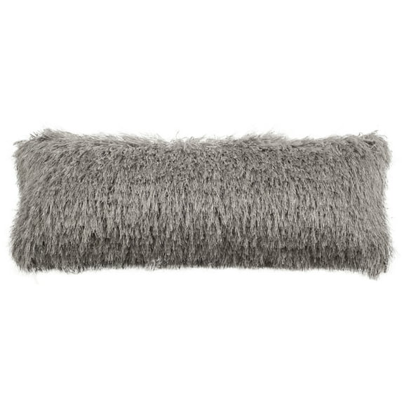 SAFAVIEH Shag Modish Metallic Solid Plush Pillow, Metallic Silver