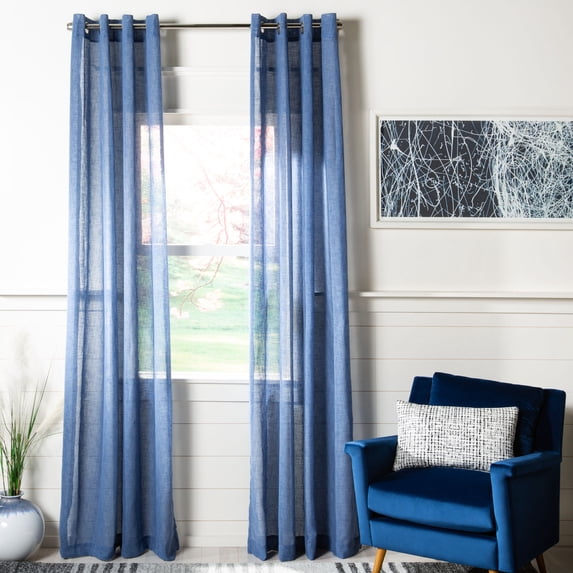 SAFAVIEH Shani Grommet Curtain Window Panel, 52" x 96", Blue